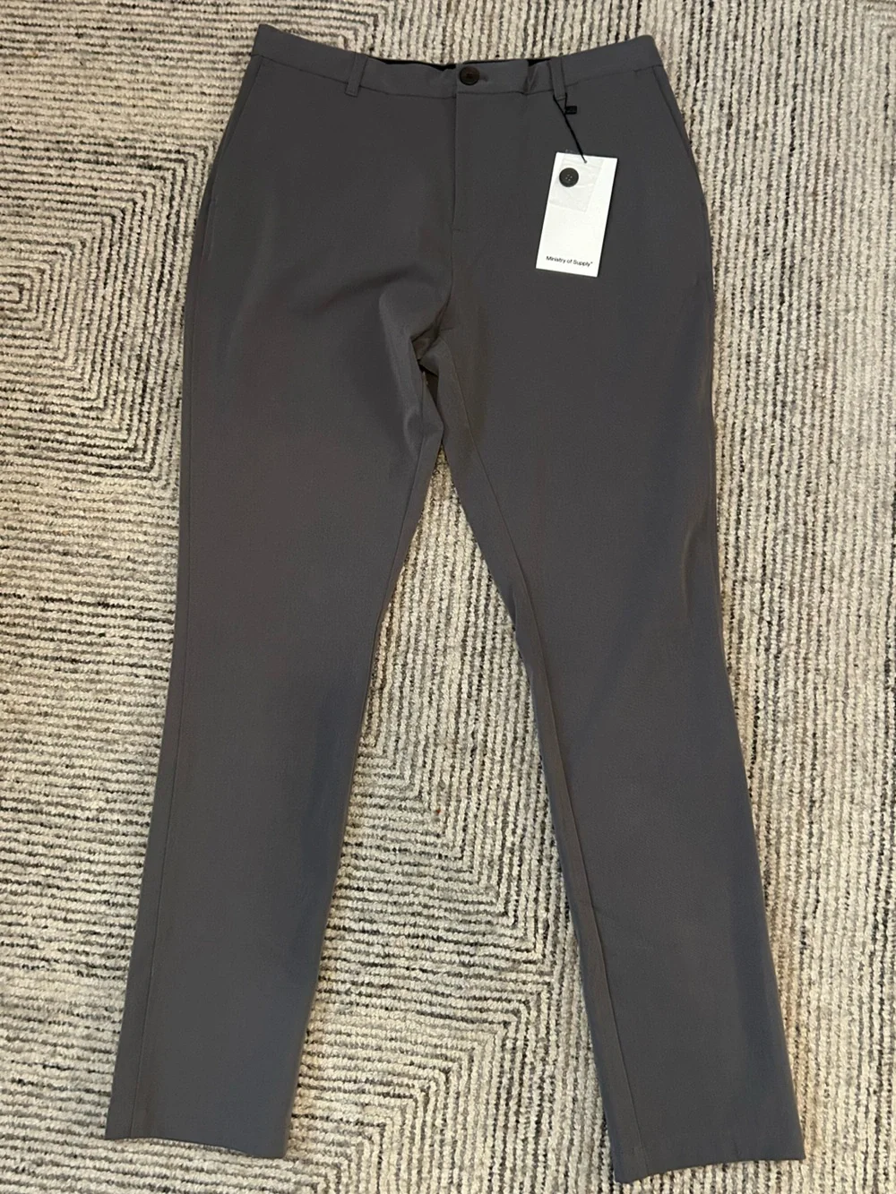 Ministry of Supply Pace Tapered Chino Gray Dress Pants Size 34 Drawstring